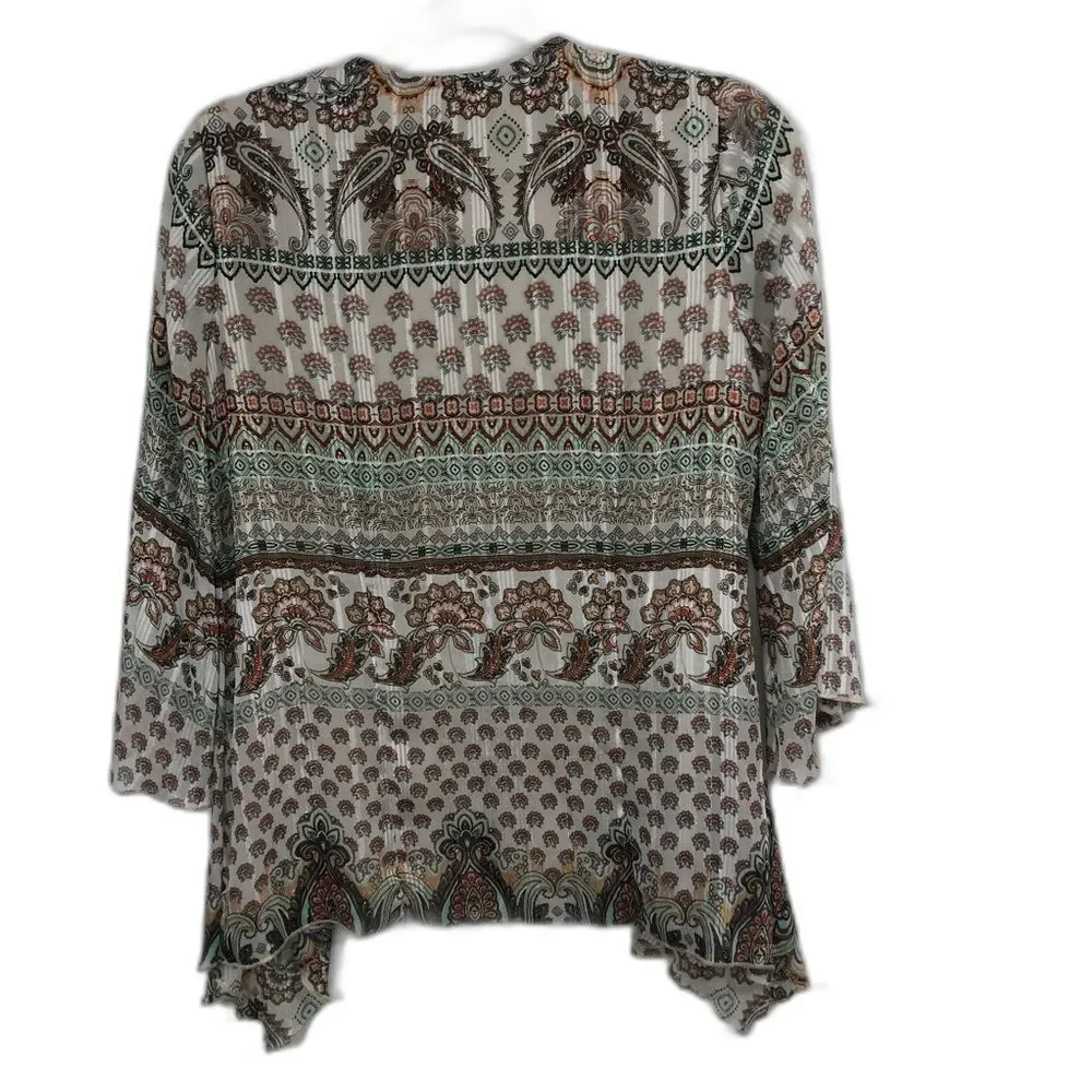 Sara Michelle Ladies Layered Boho Style Blouse Size Small Tan & Multicolored - Picture 2 of 9